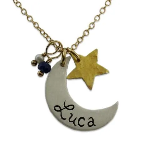 Little Moon Script Tag Necklace