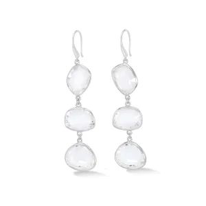 Long Rock Crystal Pebble Drop Earrings