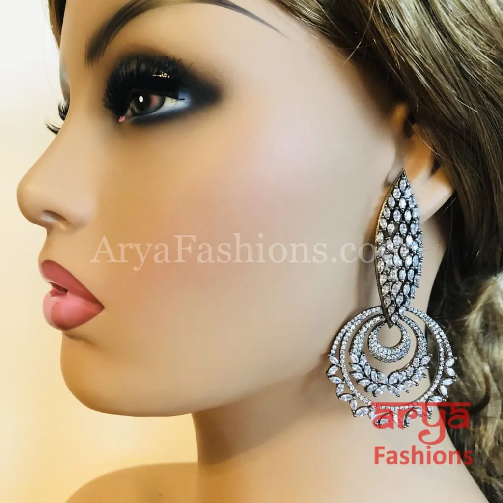 Mahi Black Silver finish Designer Fusion Earrings