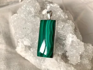 Malachite Akoni Pendant - Long Rectangle