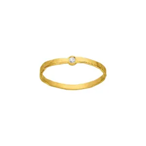 Matt Organic Shape Fine Gold Ring with Diamond