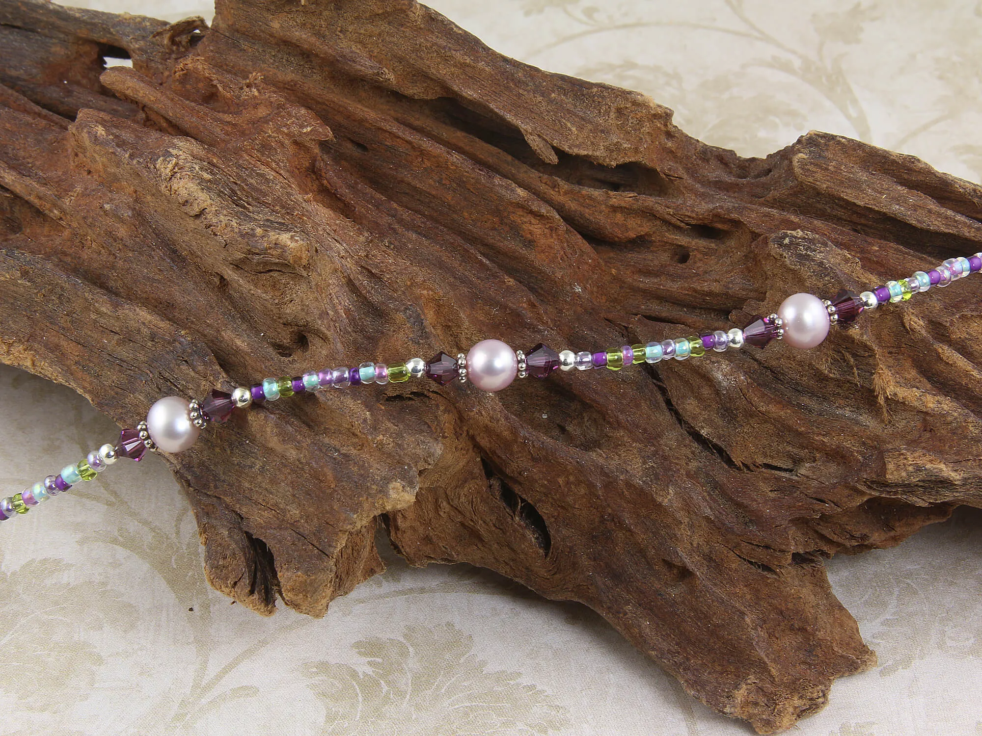 Mauve Freshwater Pearl Beaded Anklet