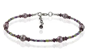 Mauve Freshwater Pearl Beaded Anklet