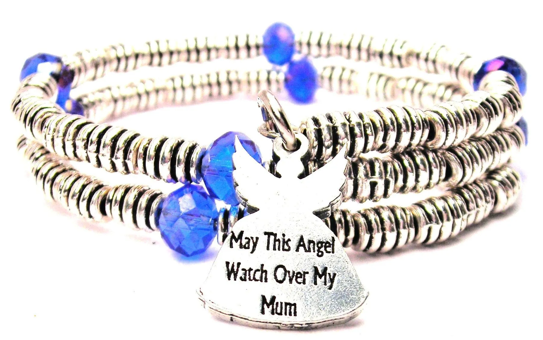 May This Angel Watch Over My Mum Curly Coil Wrap Style Bangle Bracelet