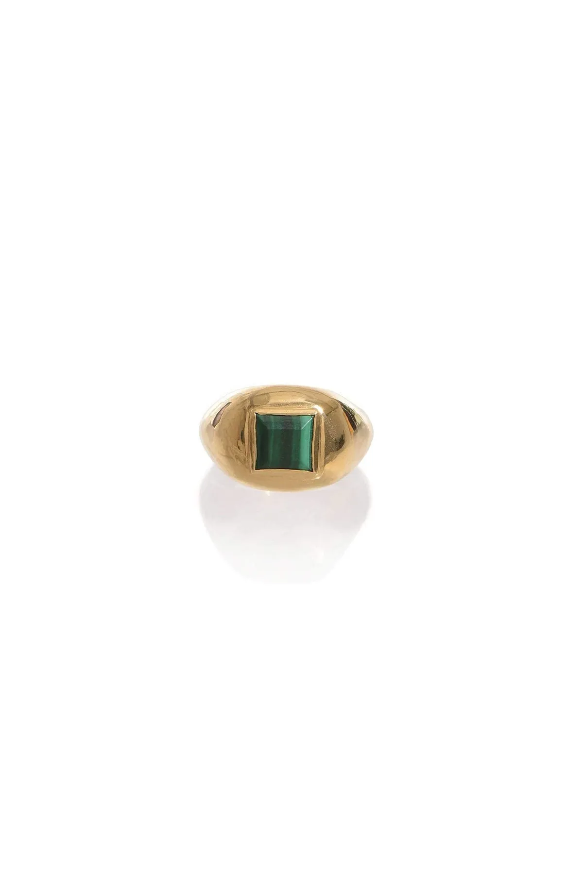 Medium Ring in 18K Yellow Gold & Malachite Stone