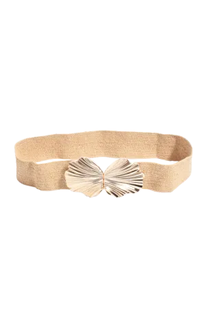 Metal Fan Front Buckle Belt Camel