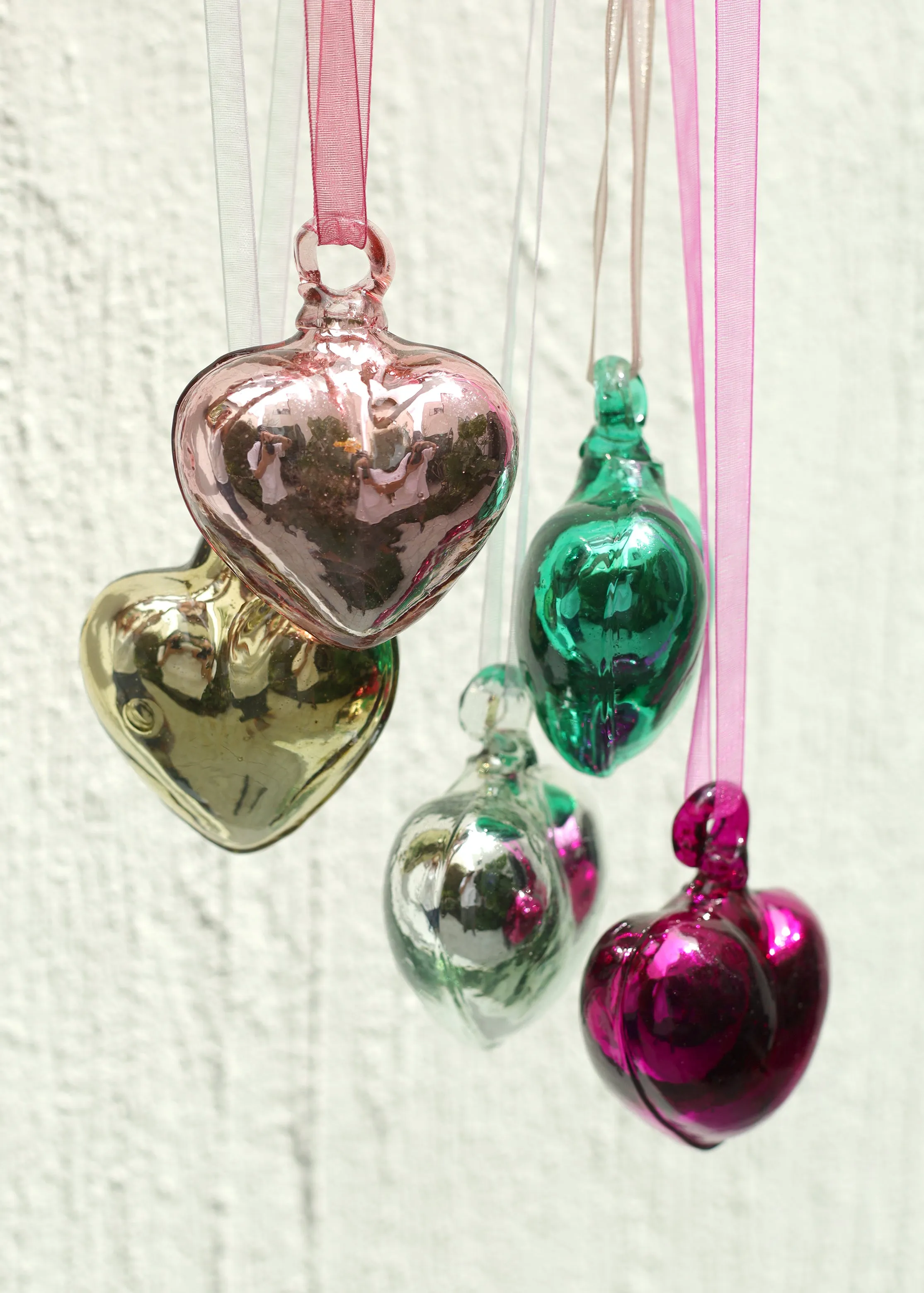 Metallic Hand Blown Glass Heart Pendant - 2 Sizes - 5 Colours