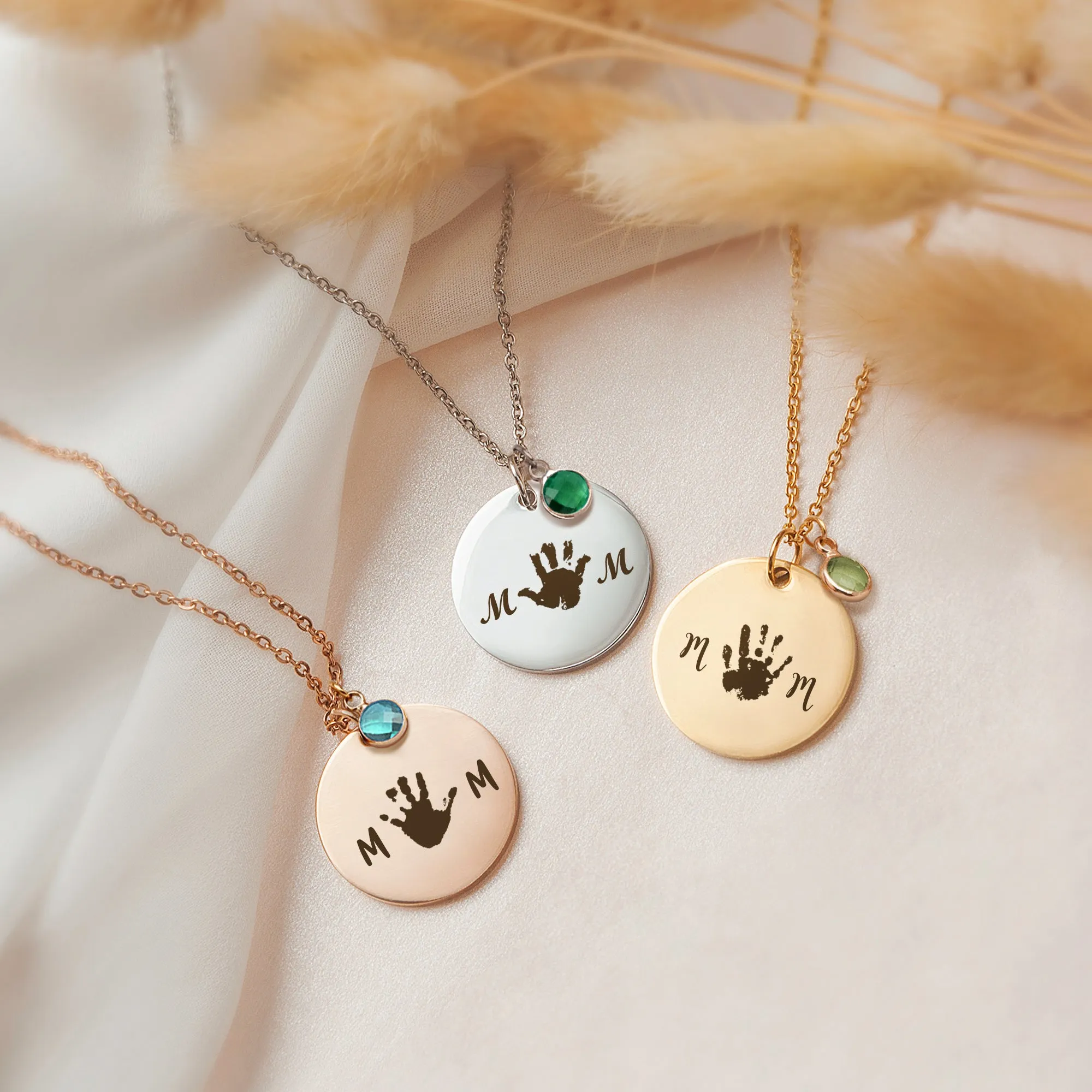 Mom Palm Print Necklace