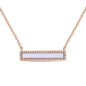 Mother of Pearl and Diamond Bar Necklace