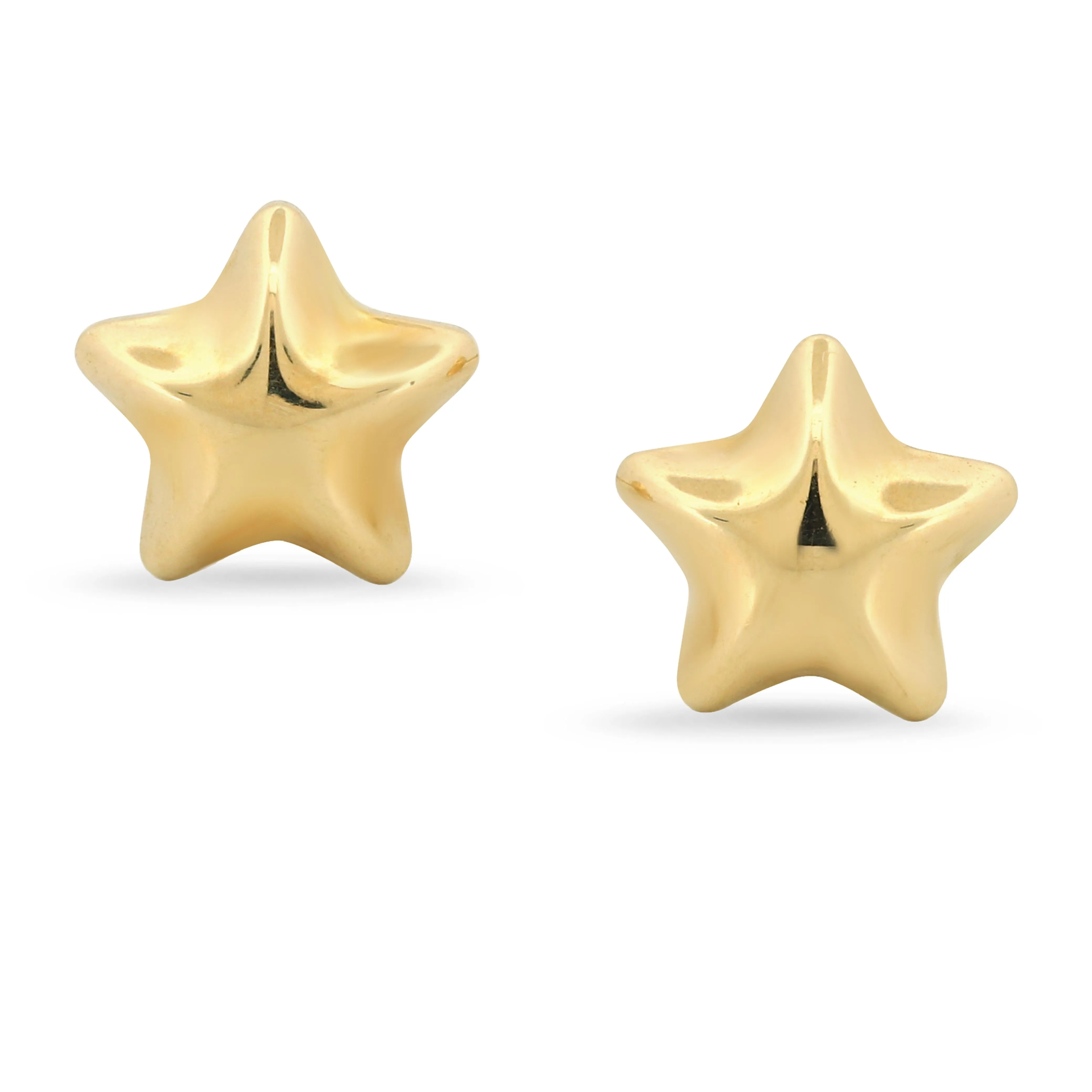 New 14k Yellow Gold Star-Shaped Stud Earrings with Screw-Backs