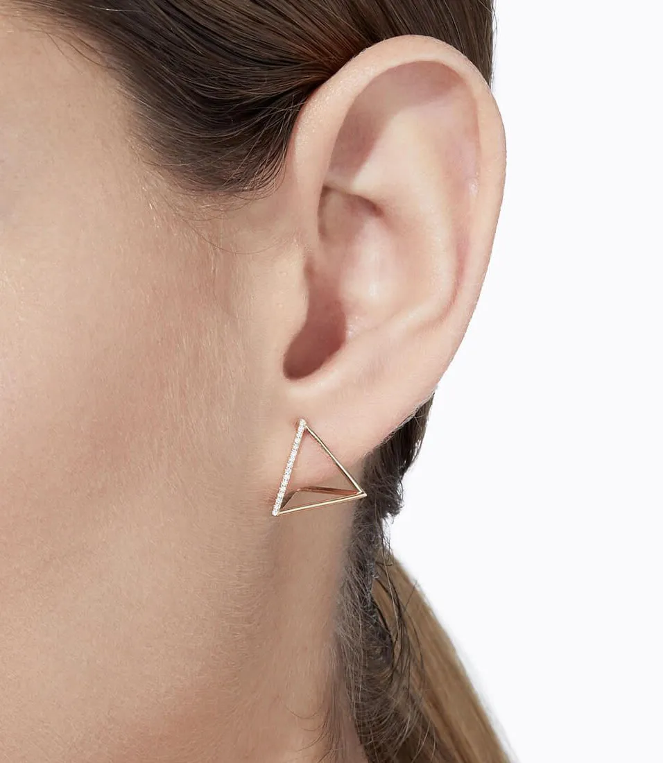 One Line Diamond Triangle Single Earring