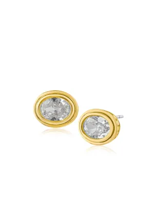 Oval Vintage Bezel Stud Earrings