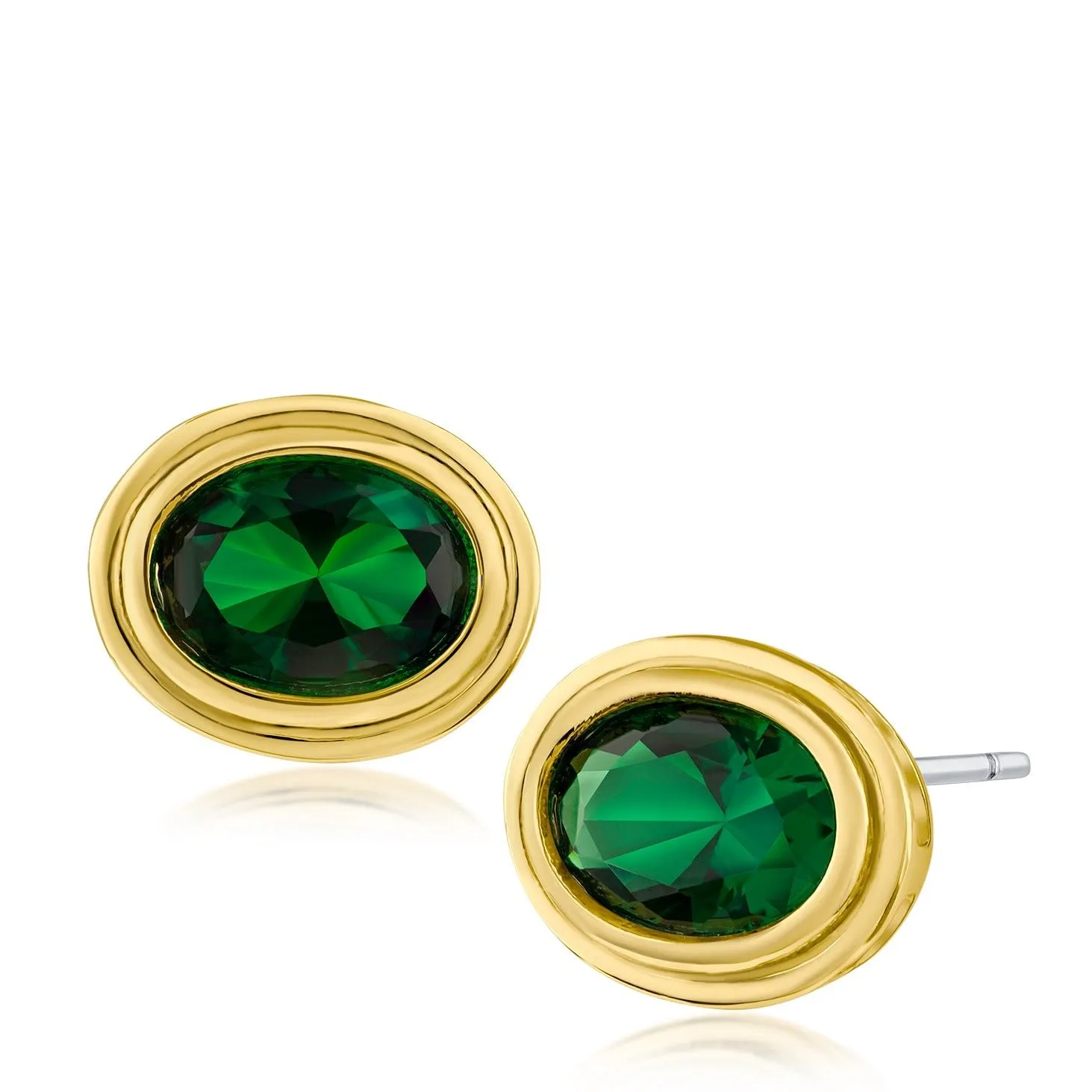 Oval Vintage Bezel Stud Earrings