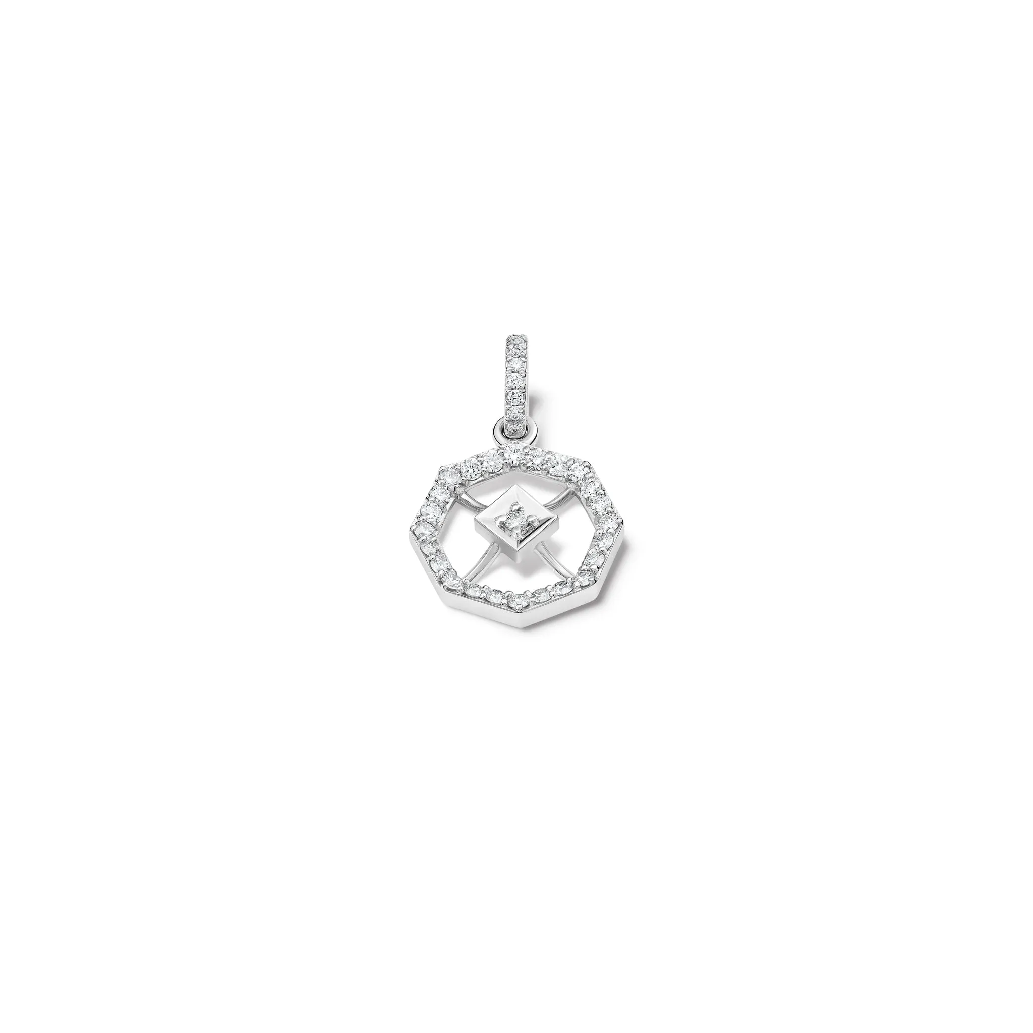 Parquet Small Necklace Pendant 18ct White Gold - Diamond