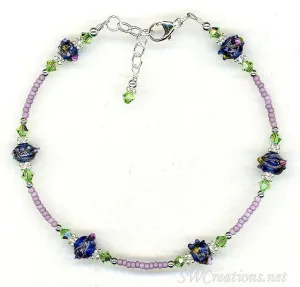 Peridot Crystal Cobalt Beaded Anklet