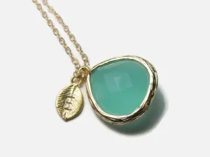 Personalized Bridesmaids necklace / monogram Initial necklace / aqua mint gold pendant