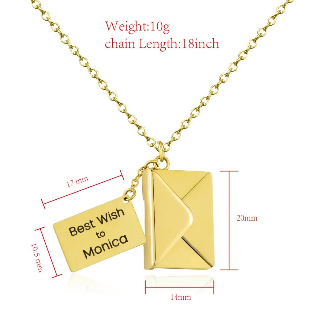 Personalized Envelope Locket Name Necklace