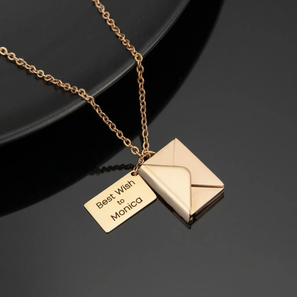 Personalized Envelope Locket Name Necklace