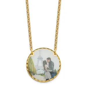 Personalized Large 1 inch Photo Beveled Edge Round Circle Disc Necklace