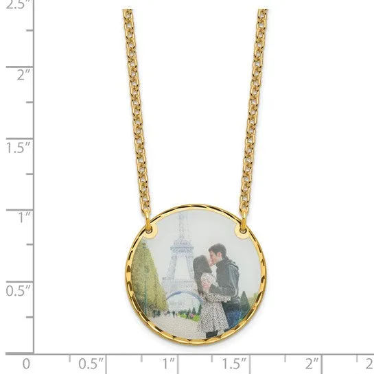 Personalized Large 1 inch Photo Beveled Edge Round Circle Disc Necklace