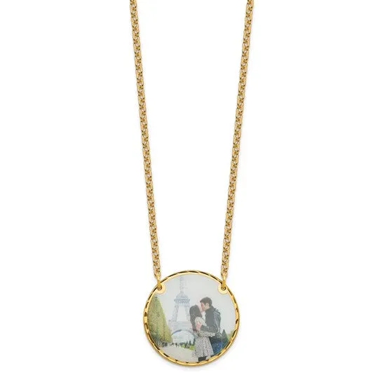 Personalized Large 1 inch Photo Beveled Edge Round Circle Disc Necklace