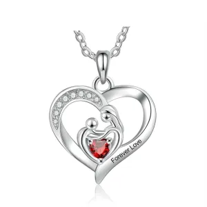 Personalized Mom Baby Heart Pendant