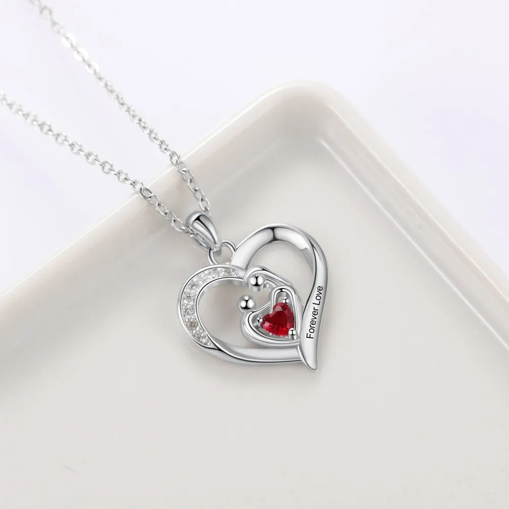 Personalized Mom Baby Heart Pendant