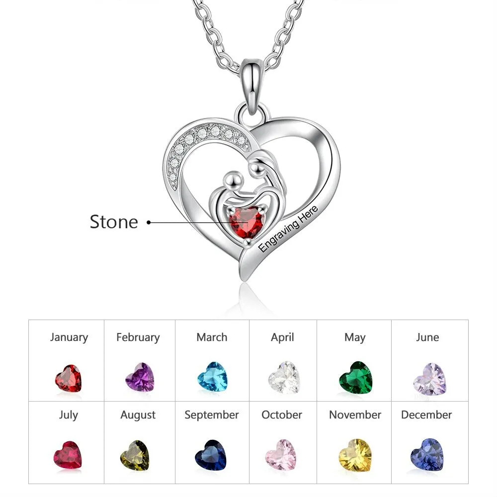 Personalized Mom Baby Heart Pendant