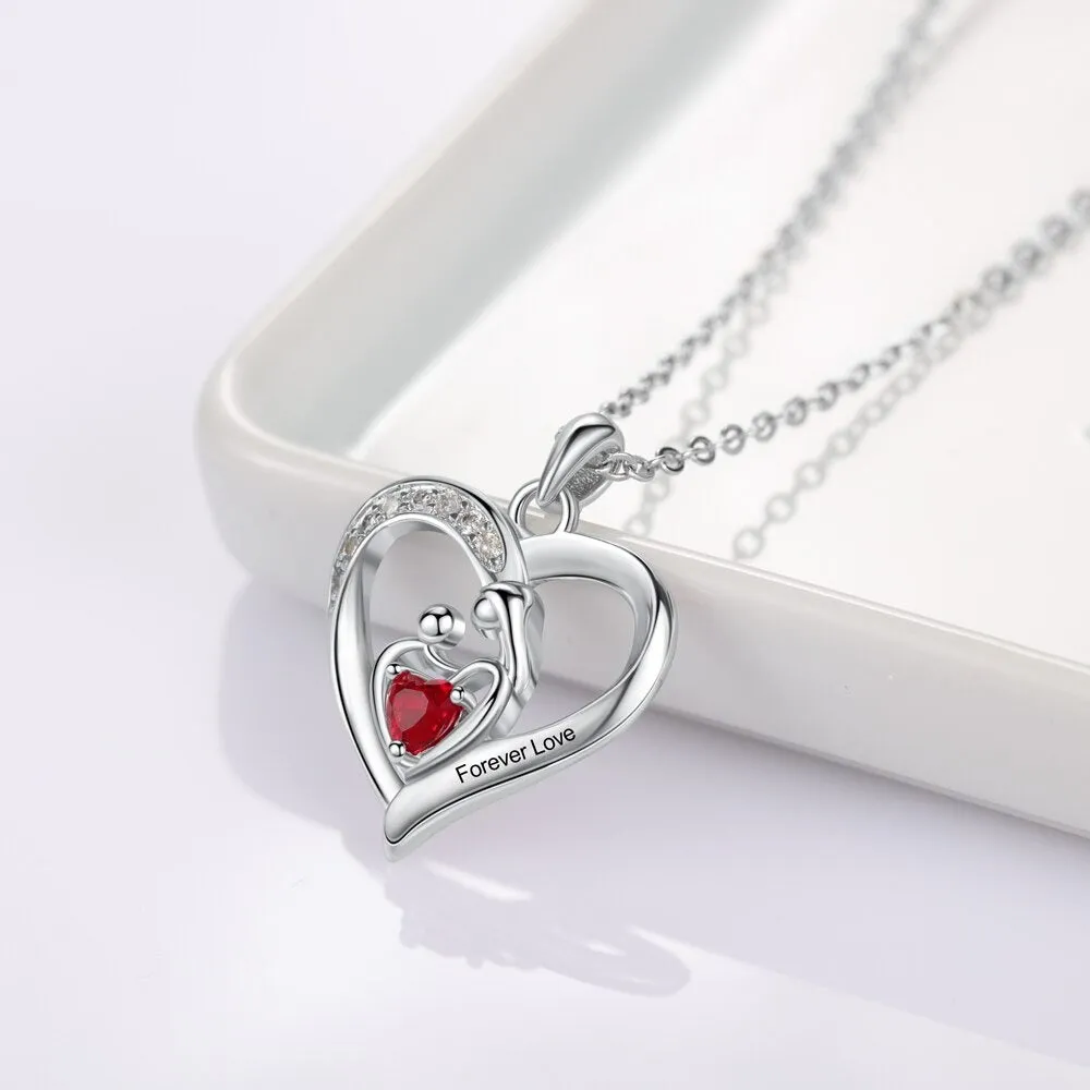 Personalized Mom Baby Heart Pendant