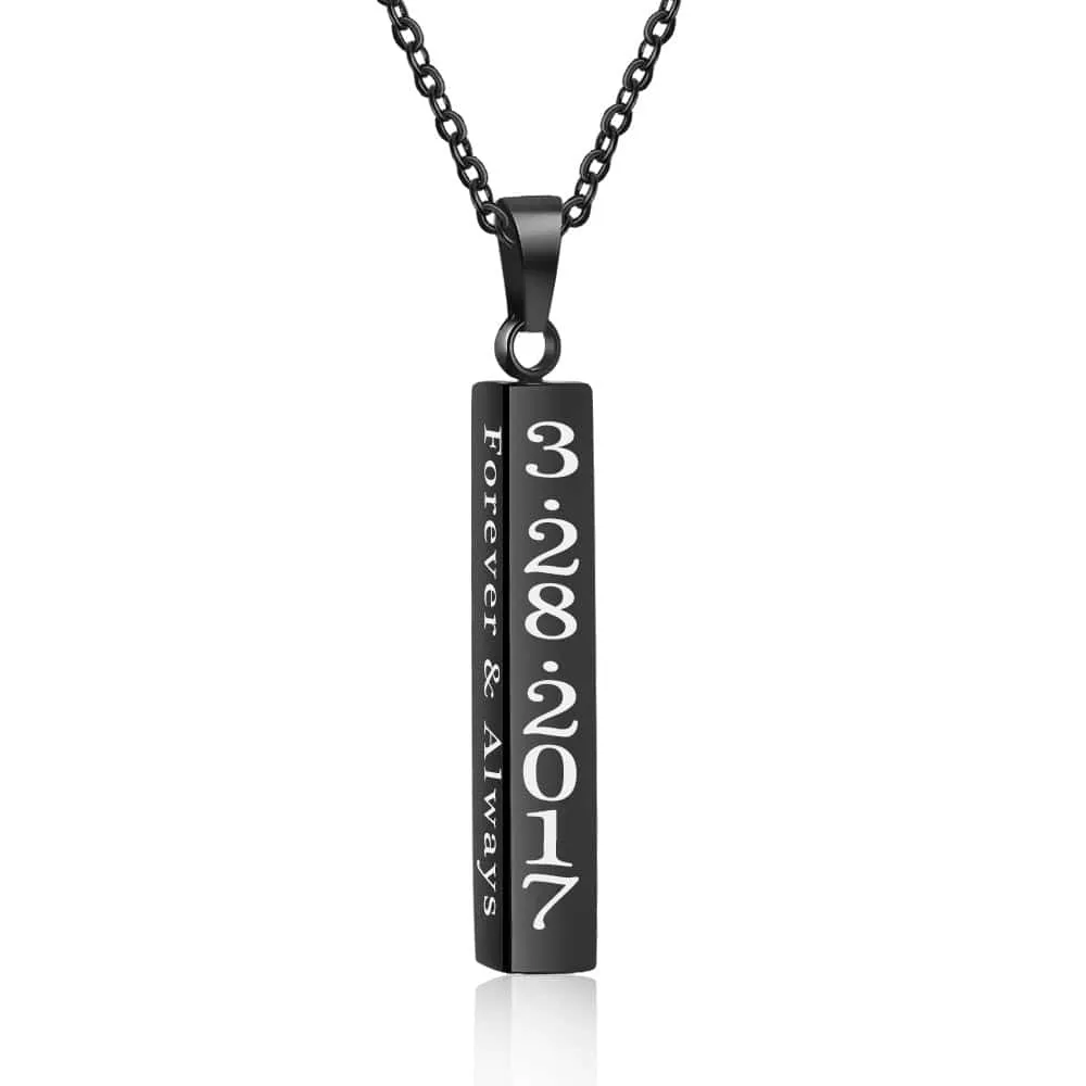 Personalized Stainless Steal Vertical Bar Necklace with engraving