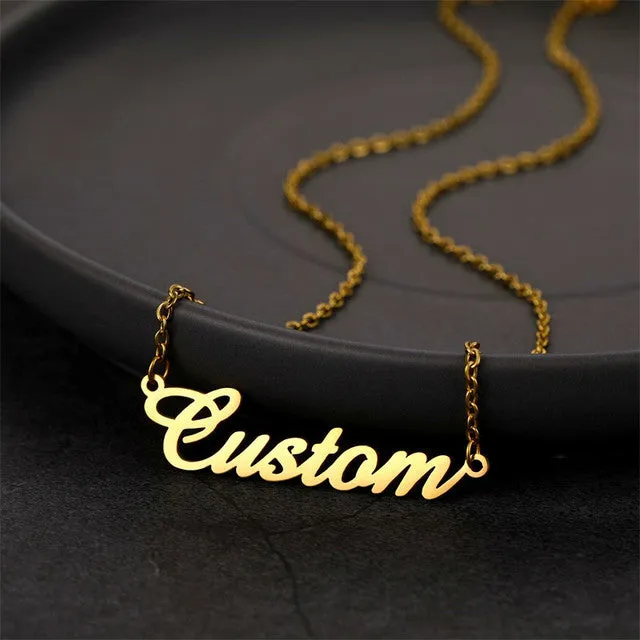 Personalized Stainless Steel Name Custom Necklaces For Women Men Gold Silver Chain Lover