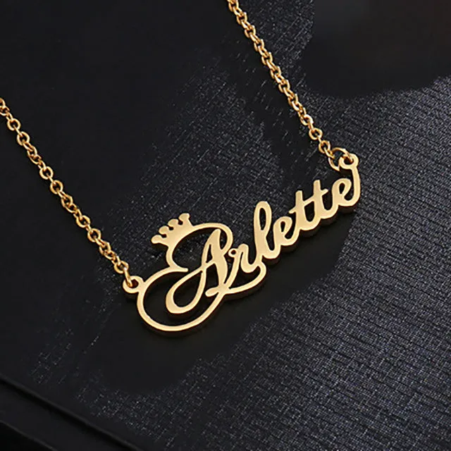 Personalized Stainless Steel Name Custom Necklaces For Women Men Gold Silver Chain Lover