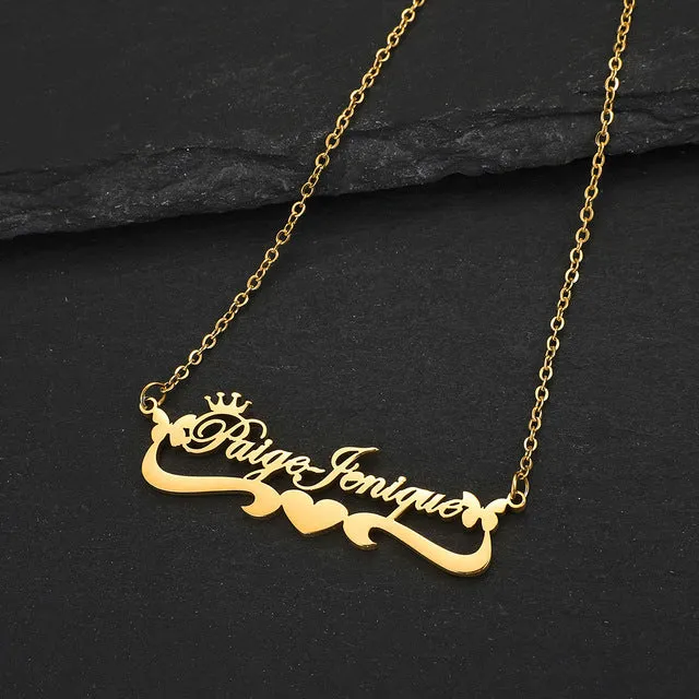 Personalized Stainless Steel Name Custom Necklaces For Women Men Gold Silver Chain Lover