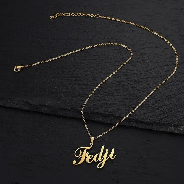 Personalized Stainless Steel Name Custom Necklaces For Women Men Gold Silver Chain Lover