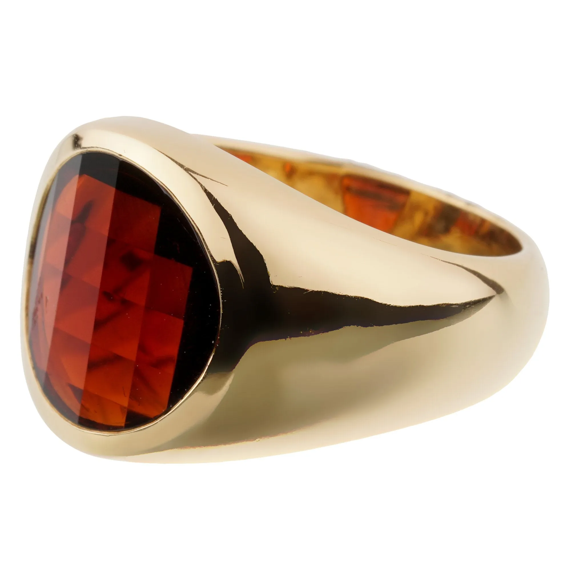 Pomellato Garnet Yellow Gold Cocktail Ring Sz 6 3/4