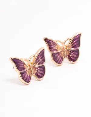 Purple Butterfly Stud Earrings