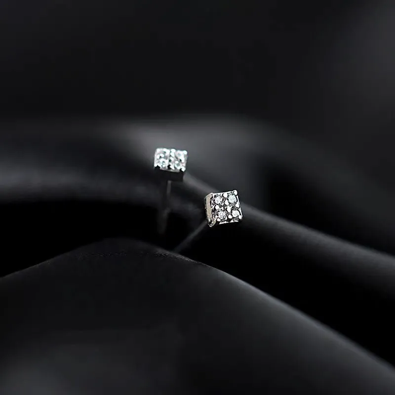 Quartered Square Mini CZ Ear Studs