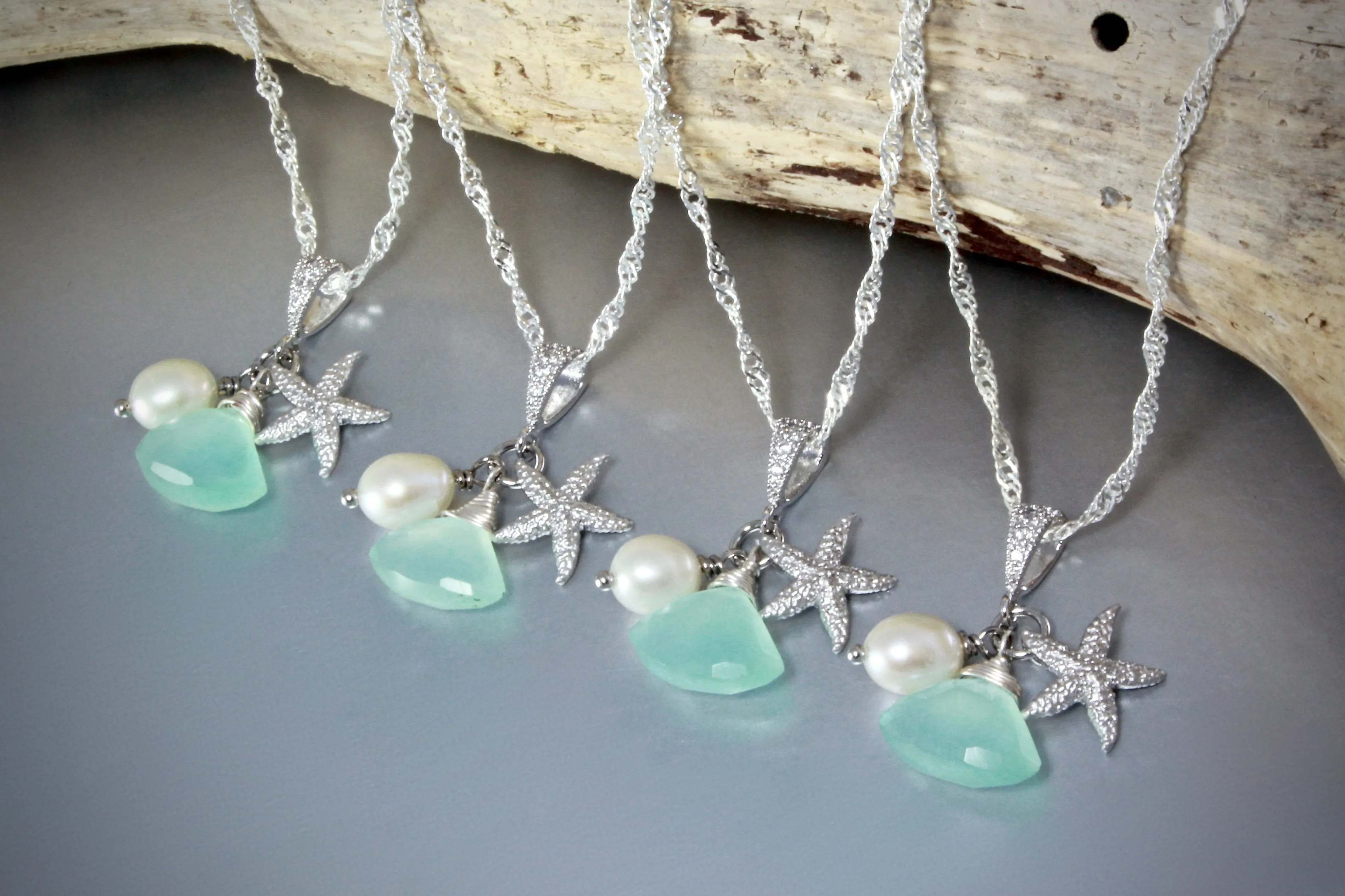 "Tides" - Aqua Bridesmaids Necklaces