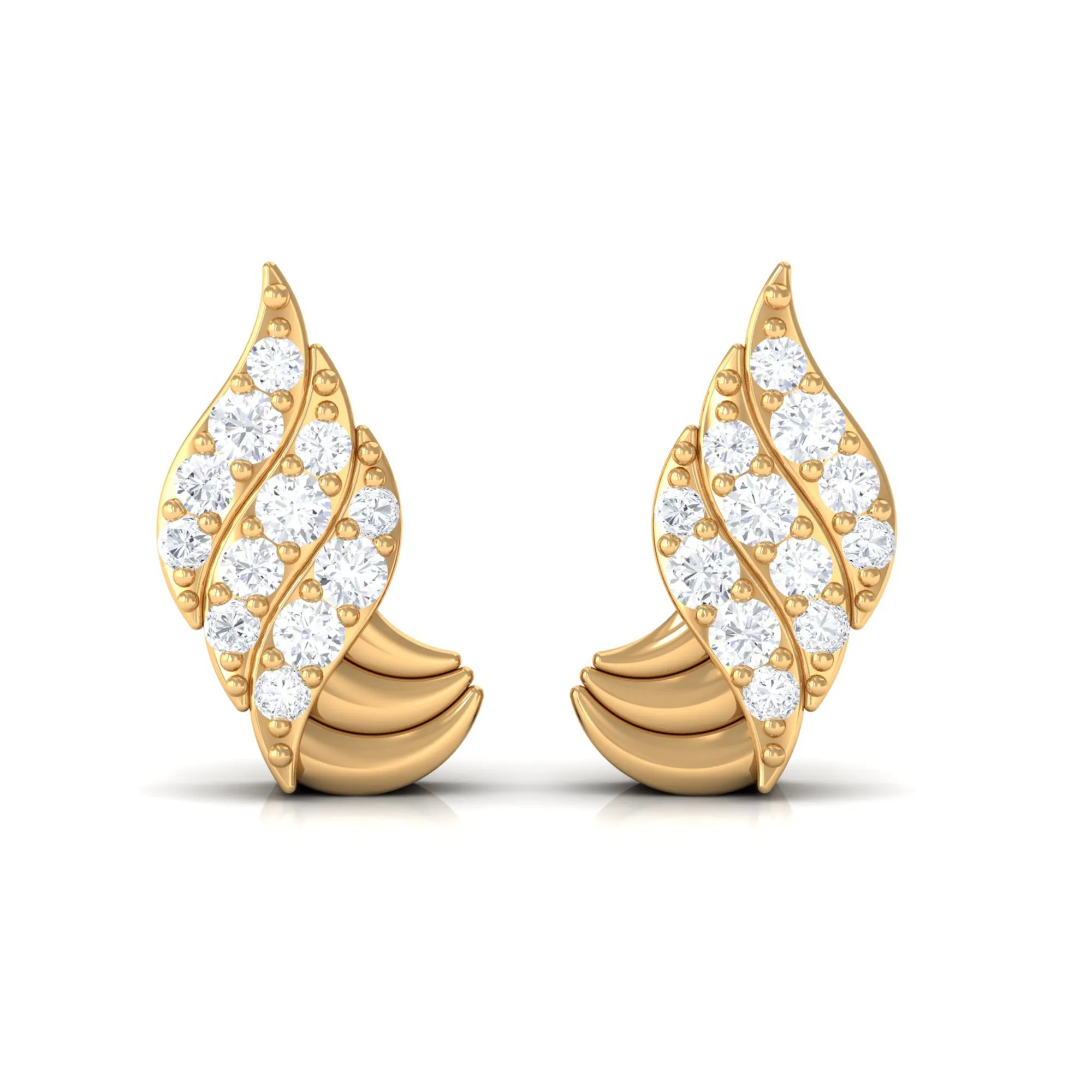 Real Diamond Gold Contemporary Stud Earrings