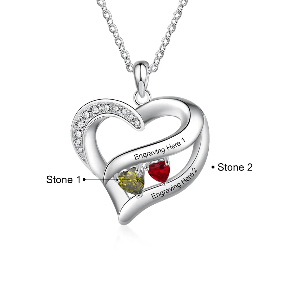 Rhodium Plated Heart Necklace