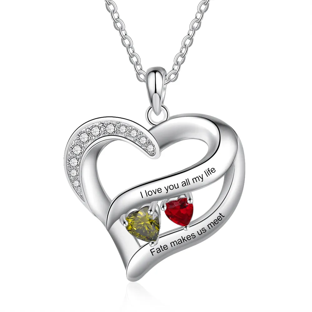 Rhodium Plated Heart Necklace