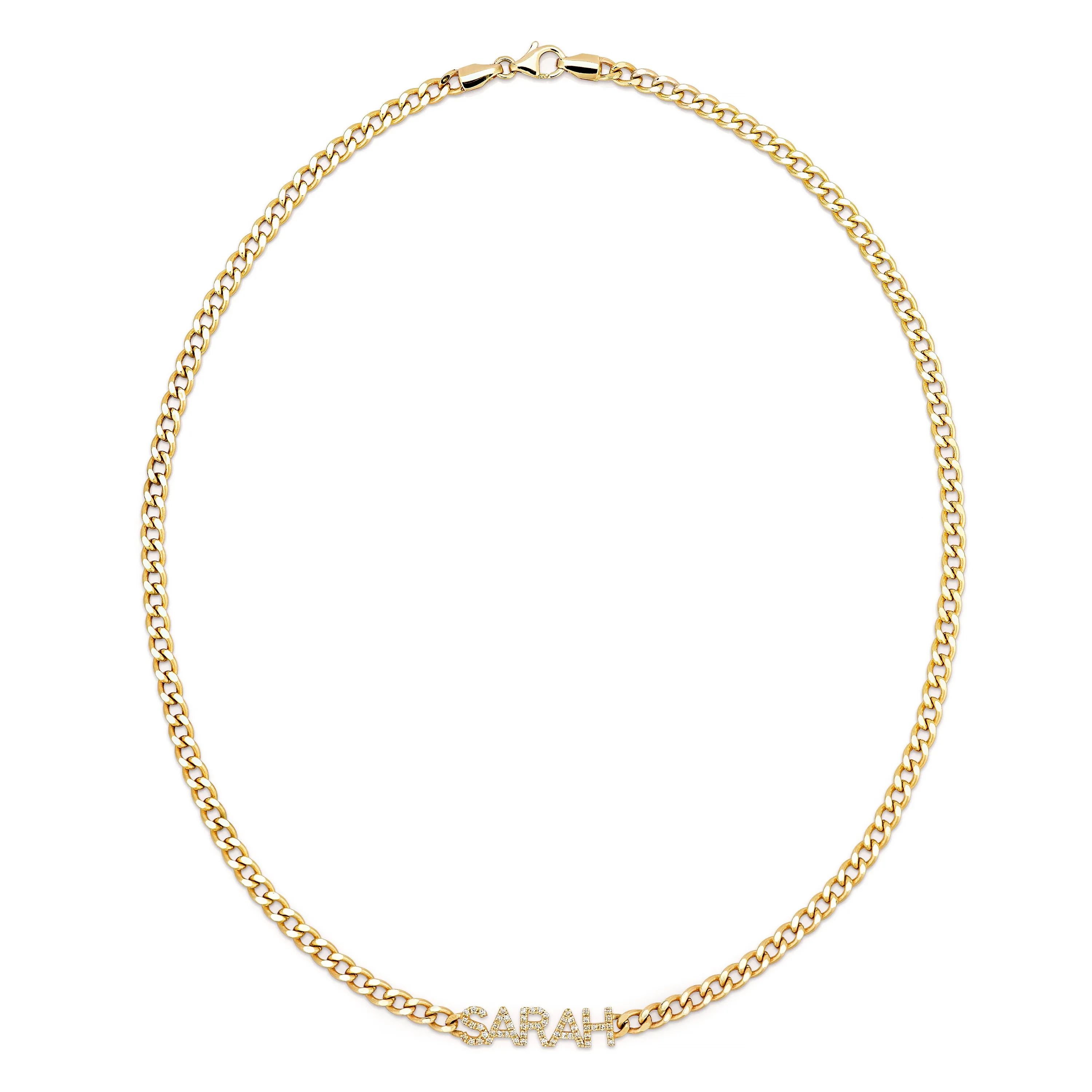 RILEY DIAMOND NAME CURB CHAIN NECKLACE