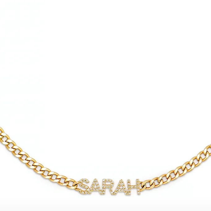 RILEY DIAMOND NAME CURB CHAIN NECKLACE