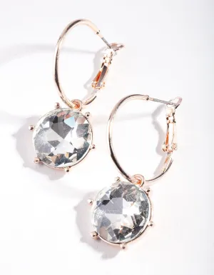 Rose Gold Statement Gem Circle Earrings