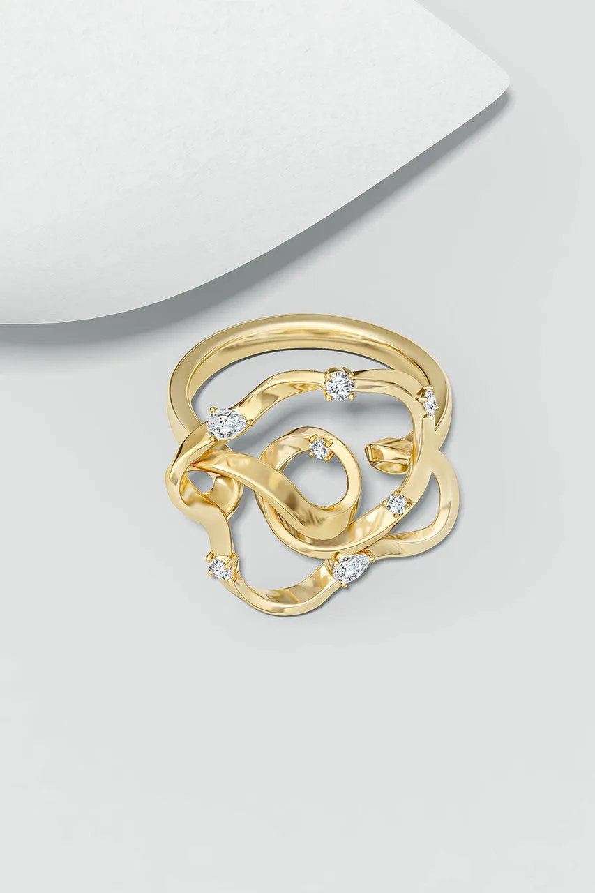 Sakura 14k Scattered Diamond Ring