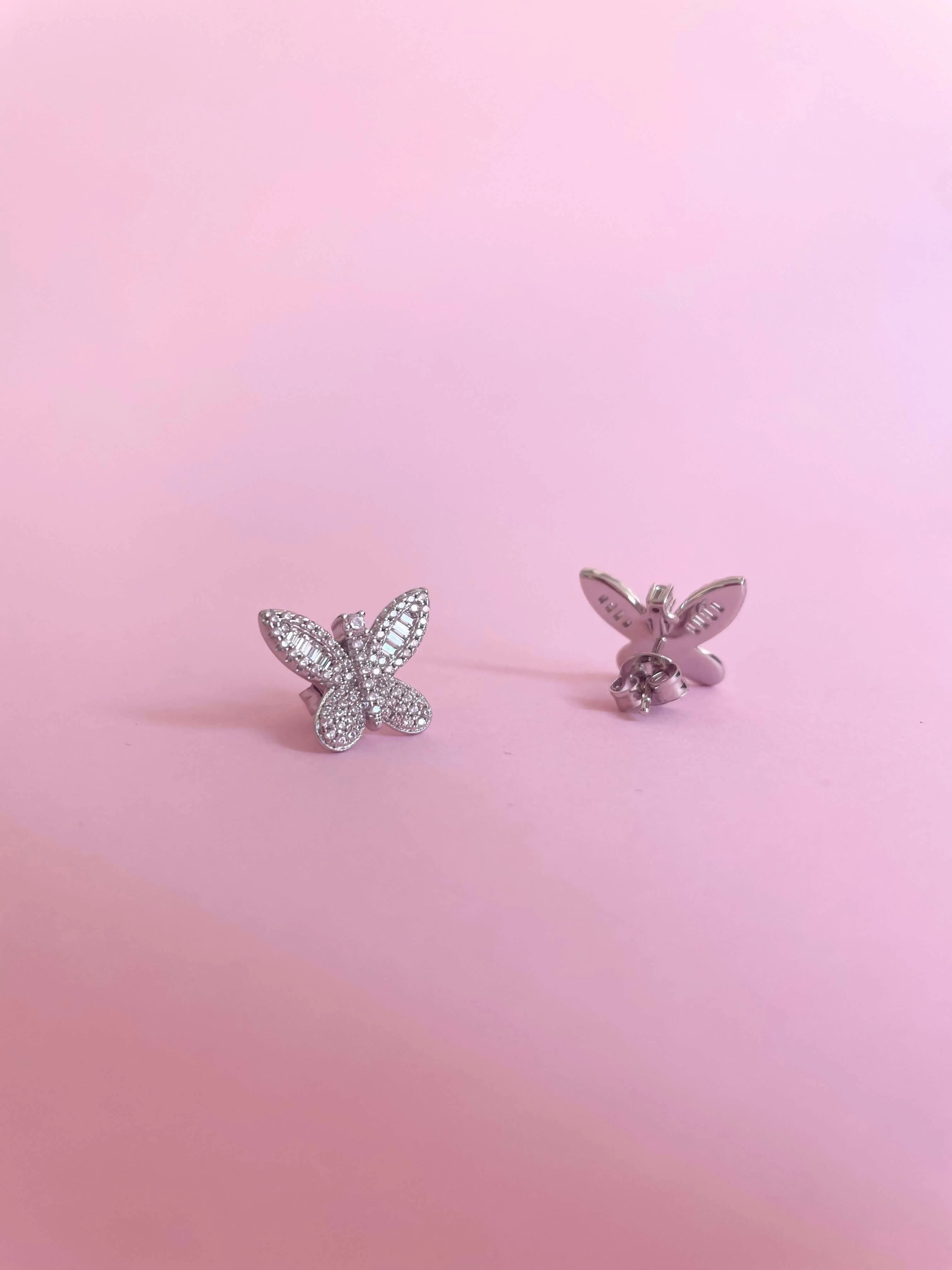 Shimmering Butterfly Earrings | Silver