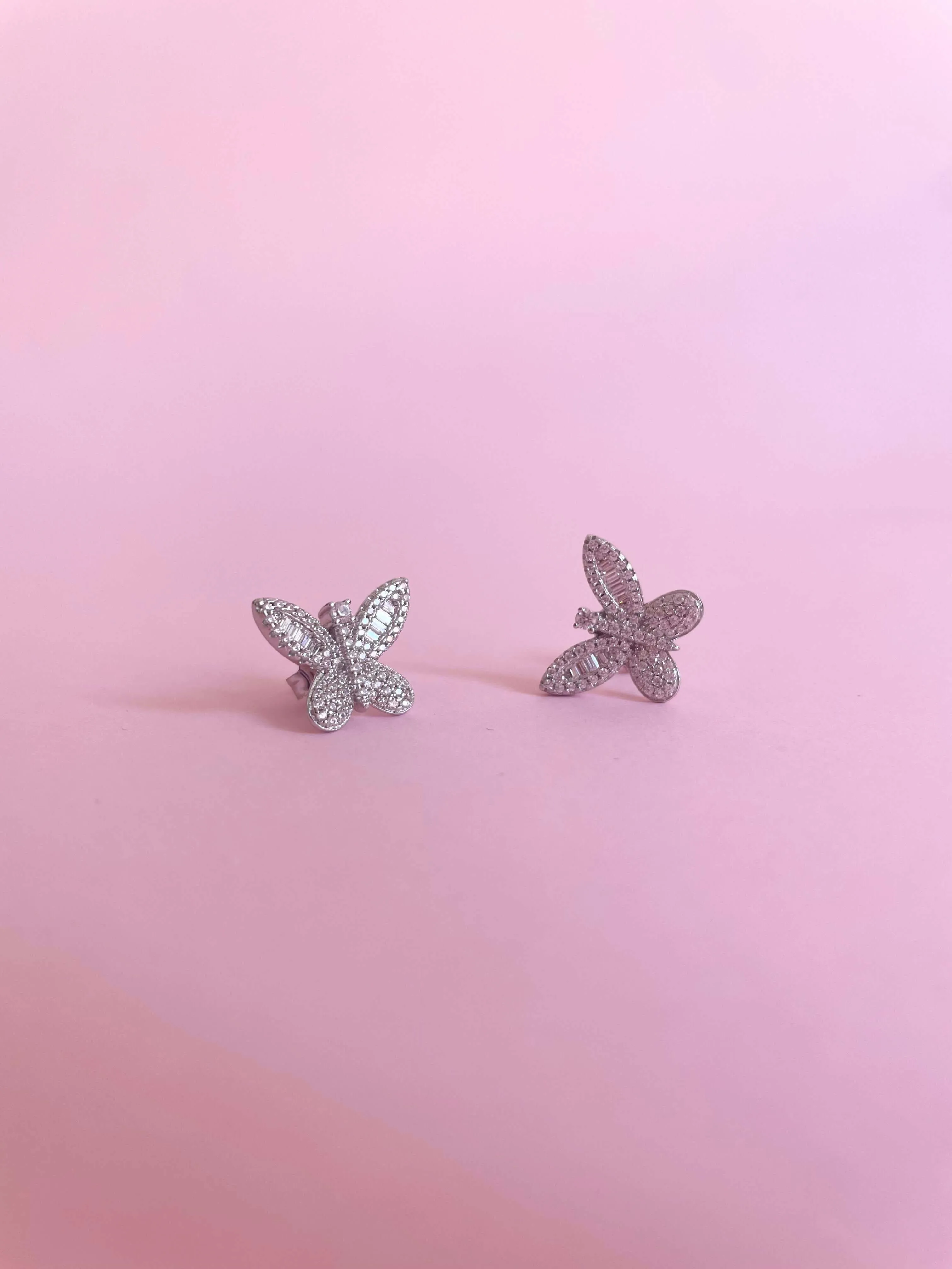 Shimmering Butterfly Earrings | Silver