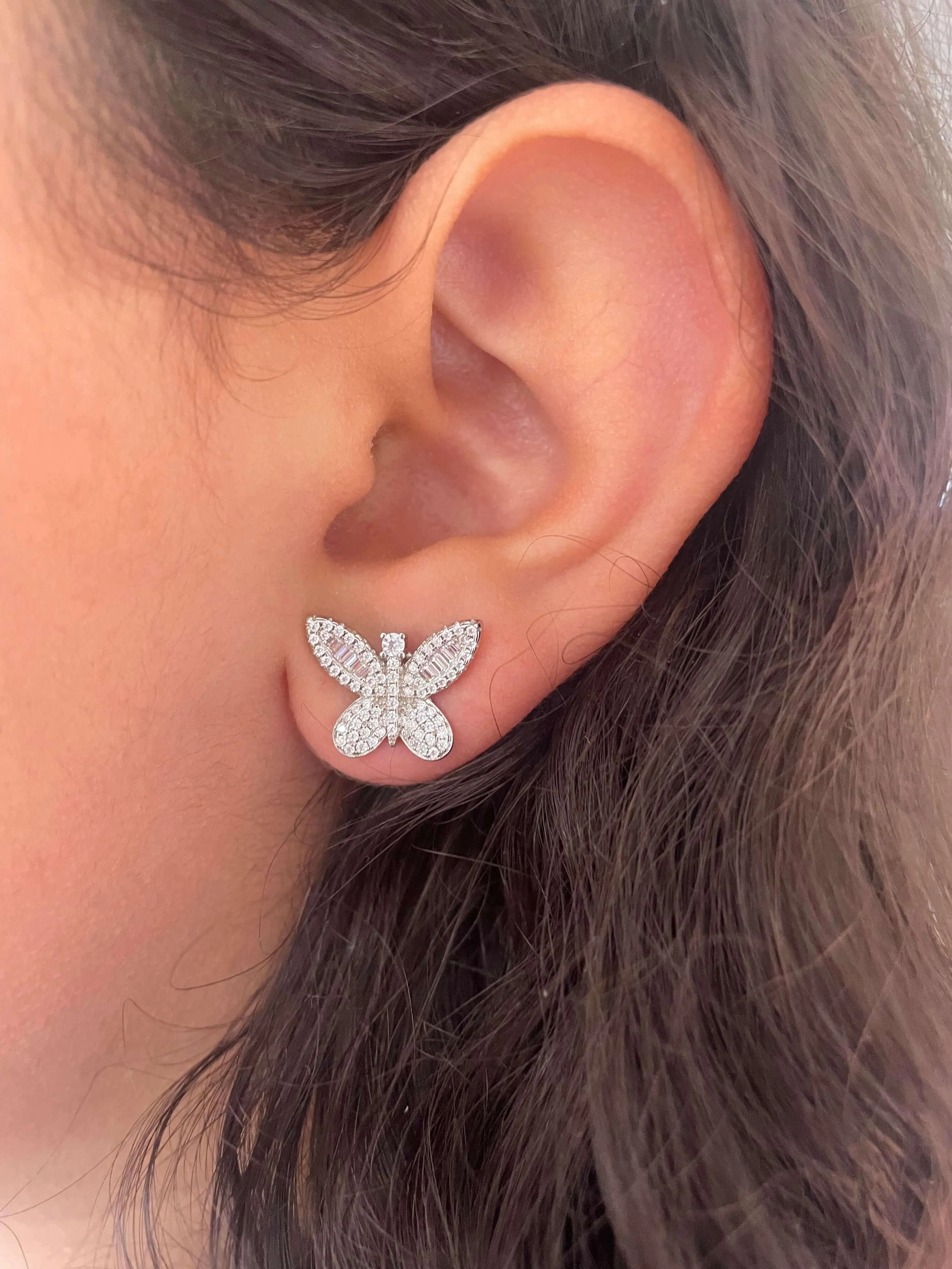 Shimmering Butterfly Earrings | Silver