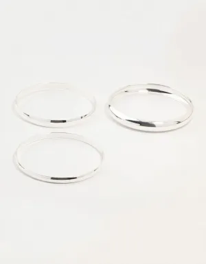 Silver Thick Bangles 3-Pack