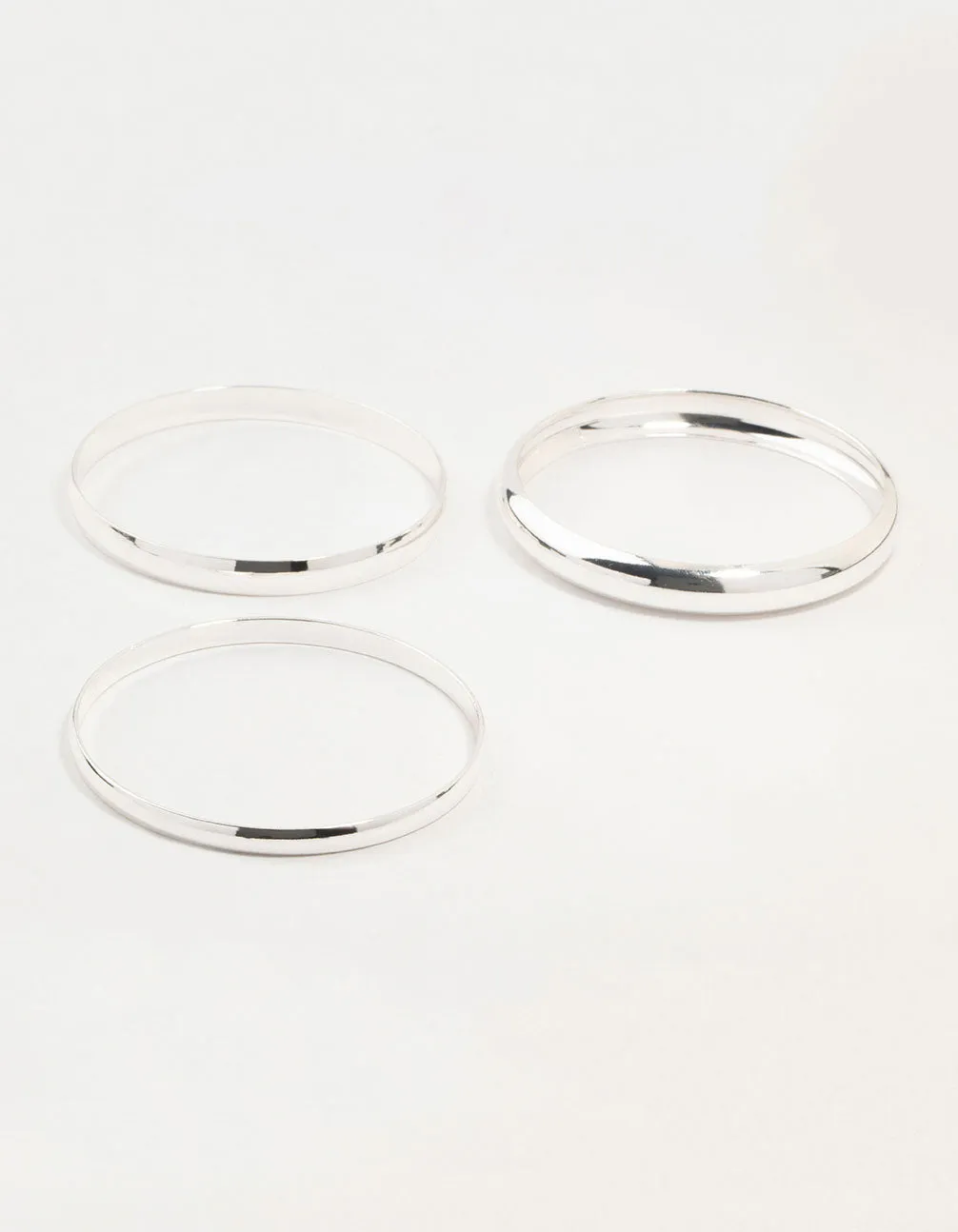 Silver Thick Bangles 3-Pack